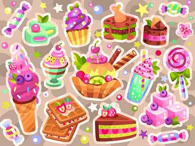 Sweetest stickerpack art artist artwork cake candy bar cartoon cartoon illustration coloringbook design digital digitalart drawing flat illustration