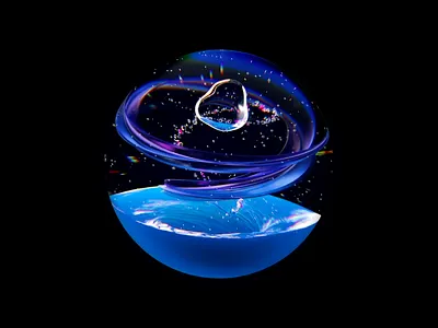 Water simulation 3D experiment 3d 3d animation 3d art animation art blue branding c4d emotional experiment fps illustration magic motion procedural simulation sphere stars water watercolor