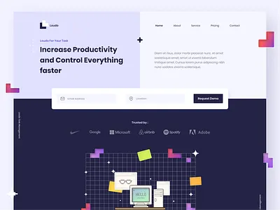 Loudo Task managament landing page exploration branding clean design designs flat header hero homepage illustration landing page task manager ui web website