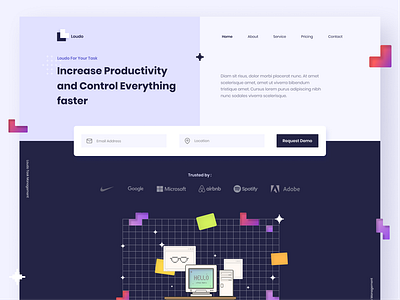 Loudo Task managament landing page exploration branding clean design designs flat header hero homepage illustration landing page task manager ui web website