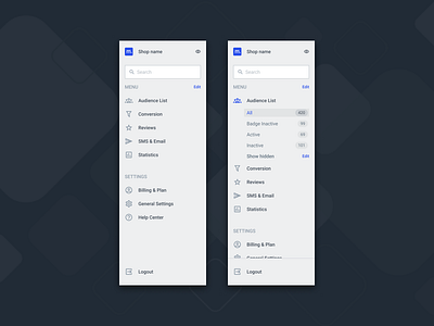 [Rebound] - Side Navigation Menu application dashboard dashboard design dashboard ui navigation navigation bar navigation menu product ui ui design uidesign