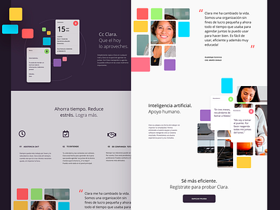 clara - landing page colors landing page personal assistant squares