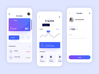 ePayment Mobile Application app chart clean creative design epay figma figma design finance flat fund minimal mobile app payment specindia tracker transfer ui ux vector