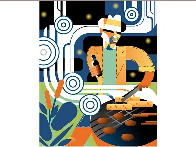 California Barbecue abstract advertising barbecue bbq california contemporary cook editorial food illustration illustrator summer vector