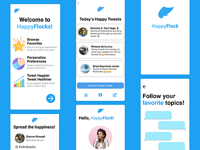 HappyFlocks - Daily Twitter Inspiration conversations figma flat illustration inspire ios minimal twitter
