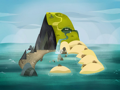 Island concept 2d 2d concept 2d illustration animation illustration concept design design digital art fog hills illustration island concept island illustration nature illustration ocean illustration rock illustration sea illustration sea rocks