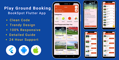 Play Ground Booking App | BookSpot UI Kit Template | Flutter branding flutter template flutter ui kit ui ui kit venuereservation