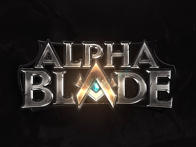 Game Logo - Alpha Blade 💠 3d animated fantasy logo crystal design epic fantasy gaming gold logo metin2 mmorgp mobile game muonline