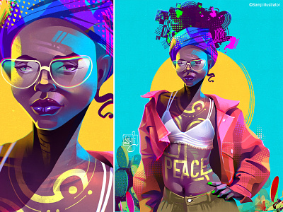 AfroPunk afro afropunk character design editorial illustration fashion freelance illustrator illustration illustrator popculture procreate samji illustrator style