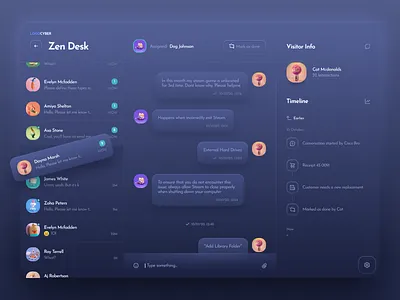 Cyber Community ZenDesk application chat dashboard dashboard design dashboard ui design interface skeuomorph ui ui design user interface ux web app design web application