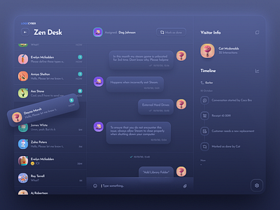 Cyber Community ZenDesk application chat dashboard dashboard design dashboard ui design interface skeuomorph ui ui design user interface ux web app design web application