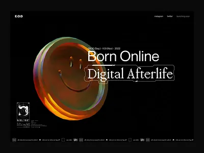 born online ⁘ digital afterlife 3d animation design designer inspiration landing nft page ui visual