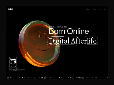 born online ⁘ digital afterlife 3d animation design designer inspiration landing nft page ui visual