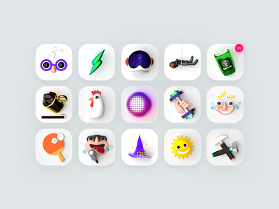 3D App Icons 3d 3d art 3dicon 3dmodeling appicon c4d design fun icons illustration render