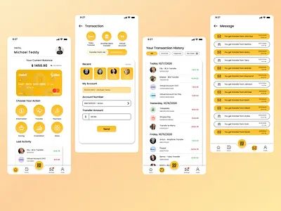 Mobile Banking App - Yobo Banking app button clean design finance fintech home mobile mobile app design mobile ui ui uidesign uiux userinterface yellow
