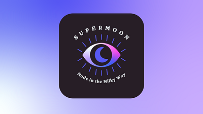 SuperMoon Brandmark badge brand brand identity branding celestial dark eye feminine gen z gradient logo milky way moon
