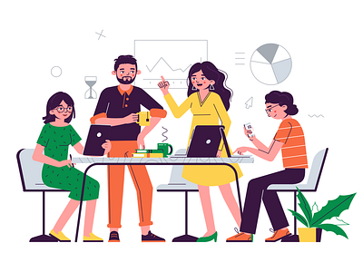 Team flat design illustration office teamwork vector