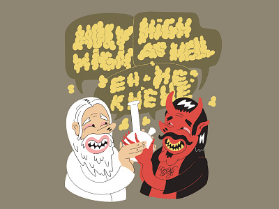 Holy high art bong character dribbble god high illustration ipad magic procreate satan weed