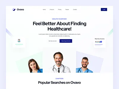 Ovavo: Landing Page Hero clinic consultation doctor doctor landing page health health care homepage hospital landing page medicine minimal ux uı web web design website