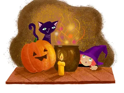 Halloween characters halloween holidays illustration postcard