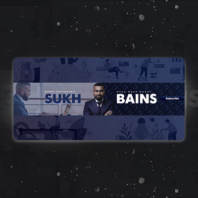 Sukh Bains YouTube Banner blue business channelart design designer fiverr freelancer illustraion minimal typogaphy yoga youtube banner youtuber