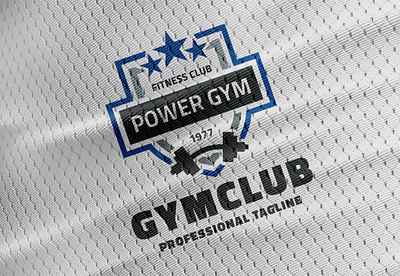 Gym Club Logo athlete barbell body body builder body building box boxer branding crossfit development dumbbell endurance exercise fitness force gym health iron muscle shield