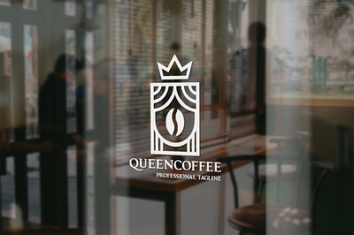 Queen Coffee Logo americano beverage bistro brand branding cafe cappuccino coffee coffee cup coffee shop cream cuisine cup elegant hot hot chocolate identity latte leaf