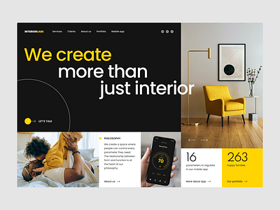 Interior web site design: landing page home page ui