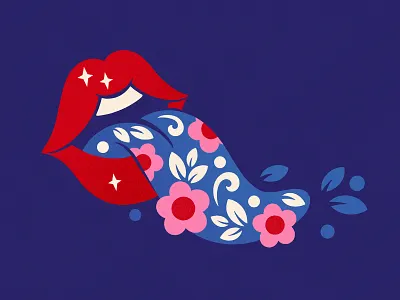 flower mouth botanic design flower illustration lips mouth procreate tongue