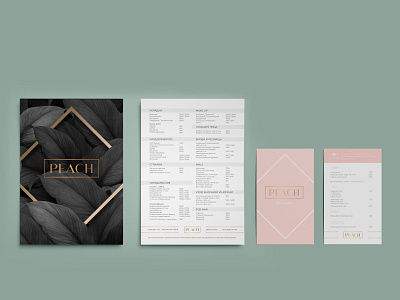 Service price list and bar menu for beauty studio bar beauty product beauty salon branding branding design design design paper gold foil golden illustration list luxury manicure price list price range price table print design salon service service list