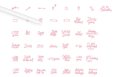 St. Valentine's Day stamps for Procreate hand lettering lettering brushes love brushes procreate addons procreate brushes stickers