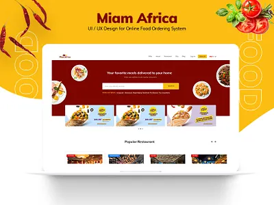 Miam Africa - Online Food Ordering Website Design branding design food ordering food web design theme website ui deisgn uiuxdesign webiste design