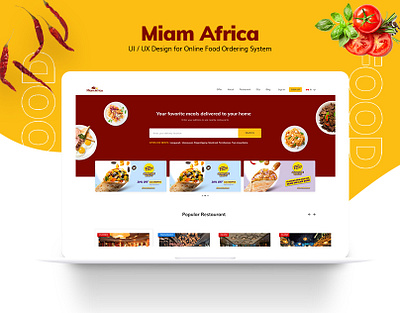 Miam Africa - Online Food Ordering Website Design branding design food ordering food web design theme website ui deisgn uiuxdesign webiste design