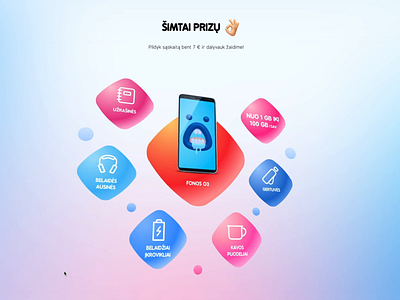 Parallax 3D hover tilt effect bold bright color campaign colorful deep diamond emoji floating fonos gradient hover illustrator landingpage pildyk prizes