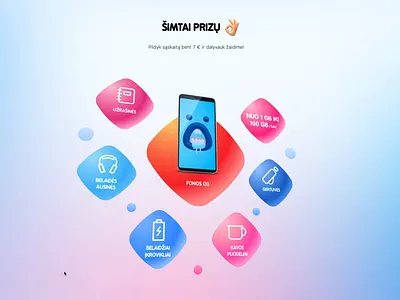Parallax 3D hover tilt effect bold bright color campaign colorful deep diamond emoji floating fonos gradient hover illustrator landingpage pildyk prizes
