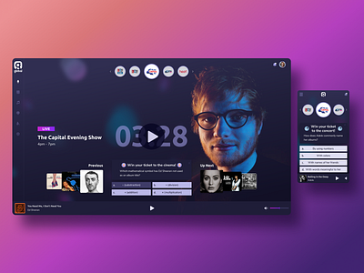 Radio Station App competition contest music music album music app music player music player app music player ui music show player player ui quiz quiz app radio radio show radio station responsive design test web app web design