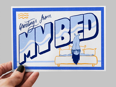 Greetings from bed cama card covid covid19 cuarentena greeting greetings illustration ilustración lettering postal postcard quarantine tarjeta