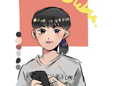 girl in ponytail design draw illustration sketch