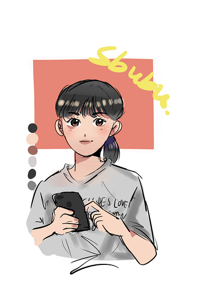 girl in ponytail design draw illustration sketch