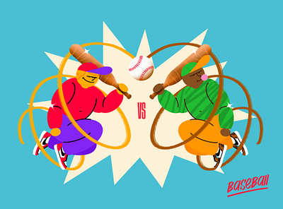 Baseball Versus ! ball baseball baseball bat character characterdesign colors design art explosion fun graphisme illustration illustration art imagination letter sport sports design type typography versus vintage