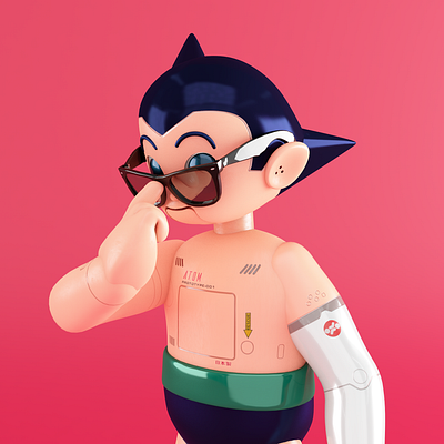 Tetsuwam ATOM/Astro Boy tribute 06 3d art 3d illustration android anime astro boy astroboy c4d characterdesign cinema 4d cyberpunk fanart manga motion design osamu tezuka robot sunglasses tribute