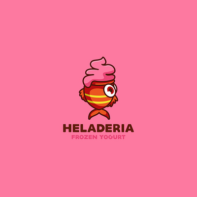 Heladeria Frozen Yogurt animal character cute fish forsale frozen ice cream icon illustration logo mascot yogurt