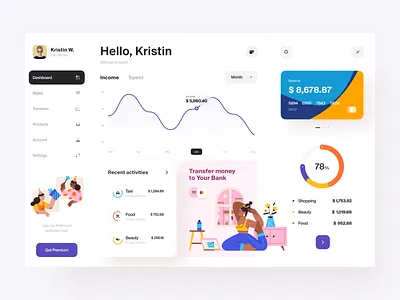 Fintech – Dashboard User Interface | Finance balance card credit card dashboard dashboard ui desktop finance finance app financial app fintech fintech app income transfers ui ux wallet web