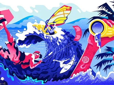 For WaterSport lovers beach beach party character extreme girl go pro hawaii illustration kitesurfing ocean palm tree sailing summer surfing wallpaper water watersport watersports windsurfing