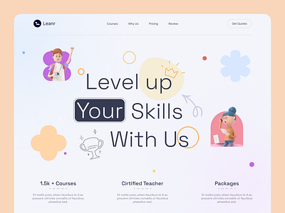 Online learning landing page 3d design illustration landing page minimal ui ux webdeisng website