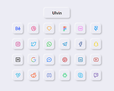 Social media brand icons set in neumorphism adobe xd behance brand icons set dribbble facebook figma framer google instagram medium messenger neumorphism neumorphism design pinterest sketch snapchat social media icons telegram twitter whatsapp