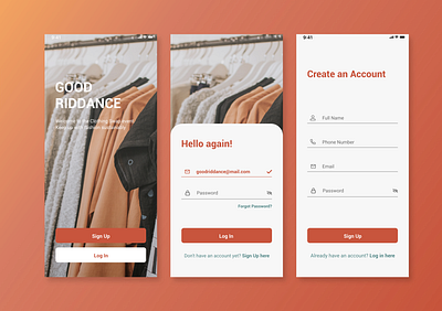 Sign Up and Log In App Pages daily 001 daily ui dailyuichallenge event event app signup ui uidesign