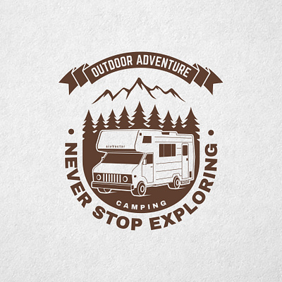 Never Stop Exploring adventure badge camp camping logo outdoor patch rv rv camping trailer