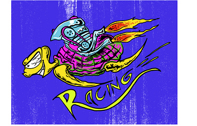 turtle racing team 60s bandmerch hotrod illustration illustrator lowbrow ratfink skateboarding summer surfing vintage