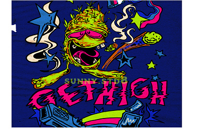 get high bandmerch edroath fly illustration illustrator marijuana marijuana logo ratfink retro summer surf surfing vintage